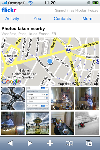 Google Maps dans Flickr Mobile